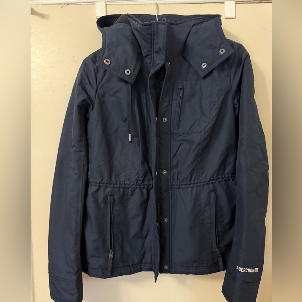 Abercrombie & Fitch Women Navy Blue All Season Weather Warrior Hooded Jacket M